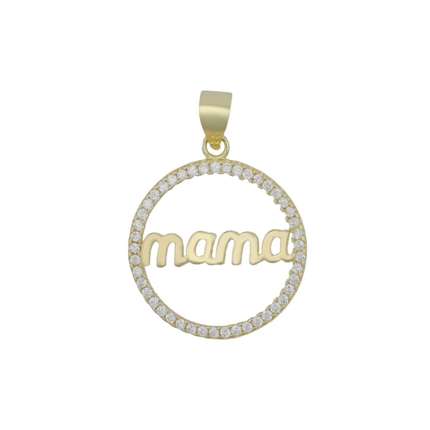 Anhänger „Ommy“ rund Goldfarben – Zirkonia Schmuckanhänger für Mama (ohne Kette)