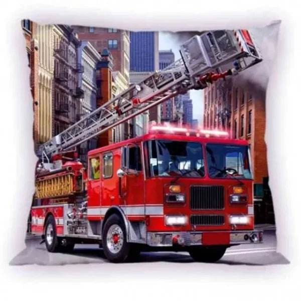 Feuerwehr Kissenbezug 40×40 cm – Kinder Kissenhülle mit Motiv