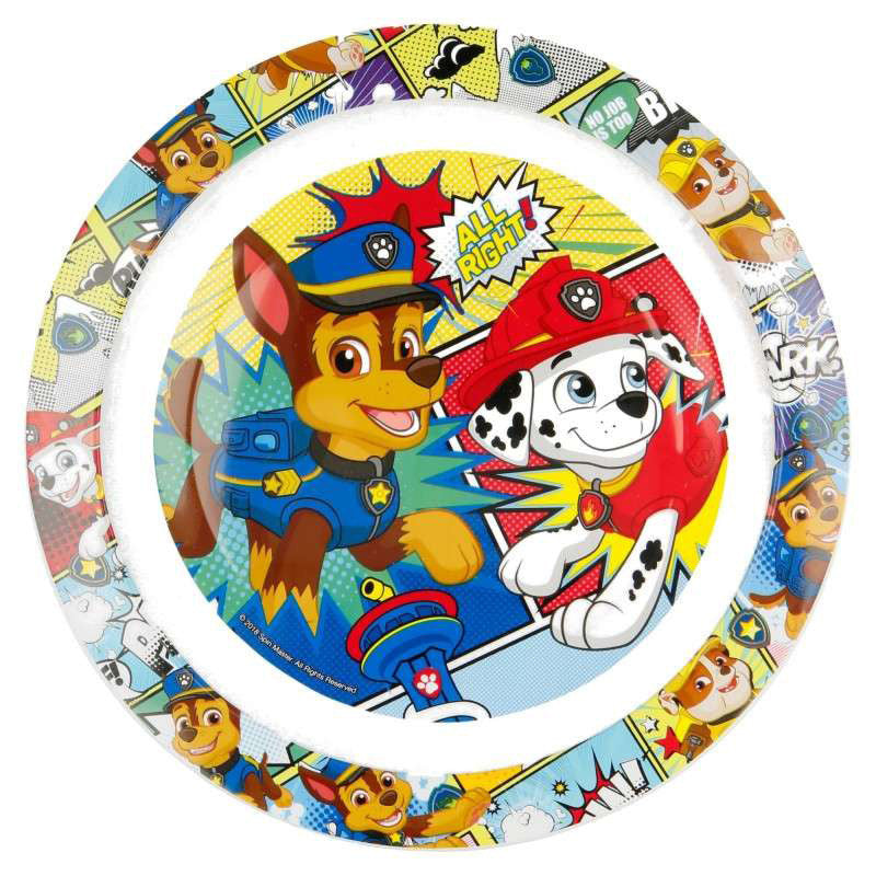 Paw Patrol Comic Mikroflacher Flacher Teller für Kinder aus Kunststoff – 22 cm