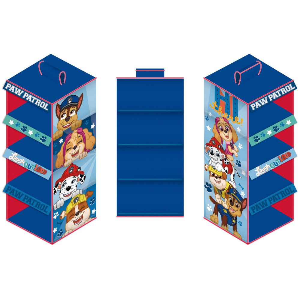 Pat' Patrouille Organisateur de Rangement Suspendu 4 Compartiments pour Enfants – 29 × 28 × 71 cm