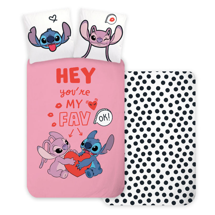 Disney Lilo und Stitch Hey Babybettwäsche-Set – 100 × 135 cm + 40 × 60 cm, Baumwolle