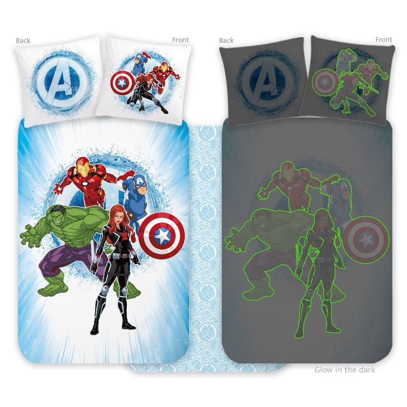 Avengers leuchtendes -Set für den Kindergarten Babybettwäsche-Set – 100 × 135 cm + 40 × 60 cm, Baumwolle