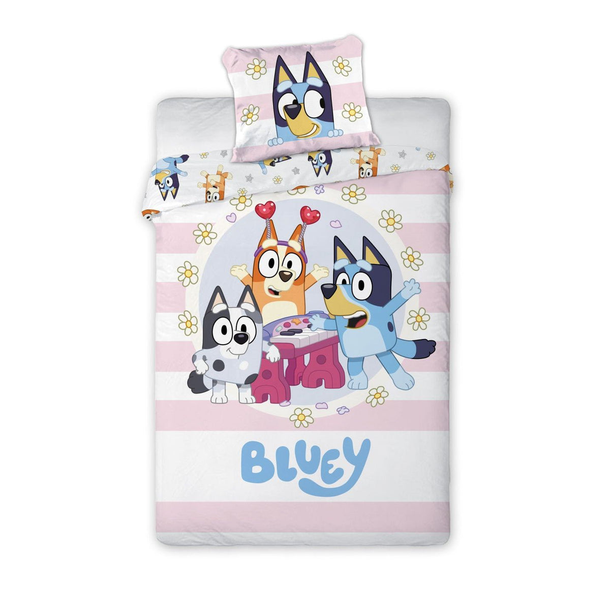 Bluey Joyful Kinder, Kindergarten Babybettwäsche-Set – 100 × 135 cm + 40 × 60 cm, Baumwolle