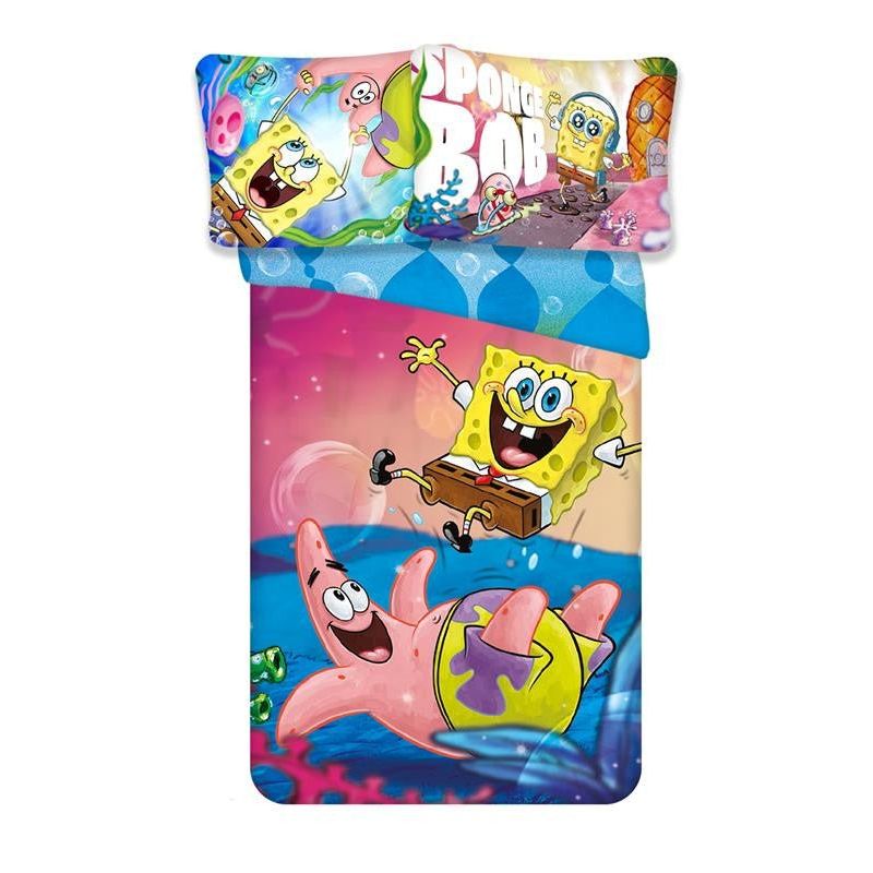 SpongeBob Schwammkopf Splash -Set für Kindergarten Babybettwäsche-Set – 100 × 135 cm + 40 × 60 cm, Baumwolle