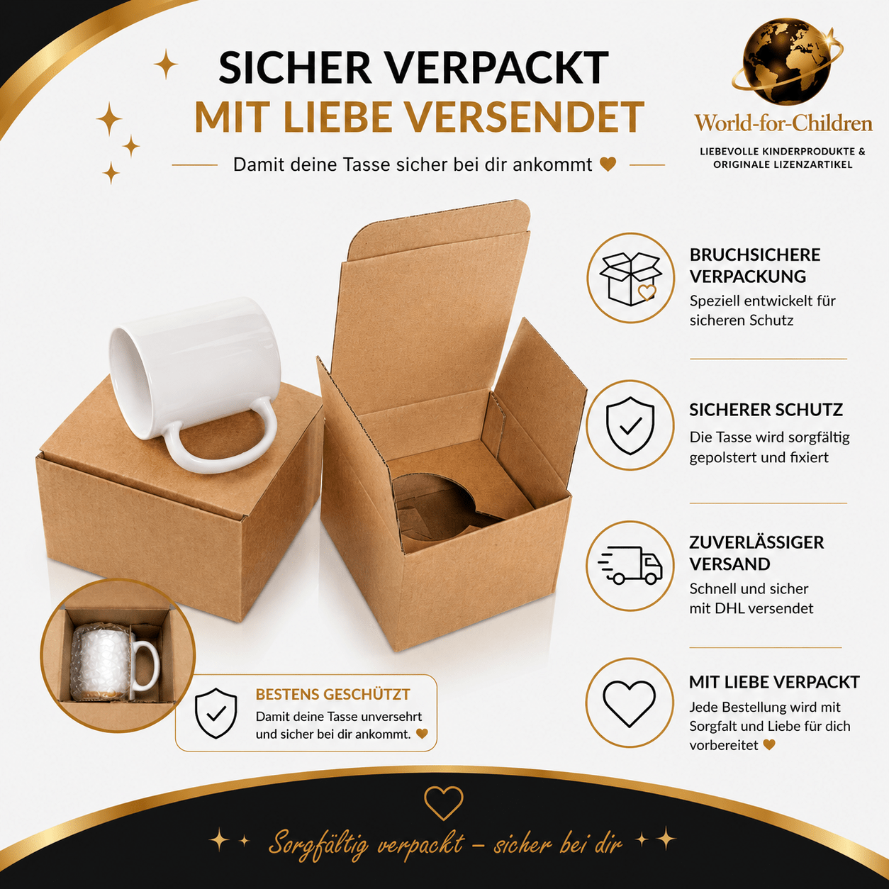 Löwen Kindertasse 330 ml – Keramiktasse für Kinder | Exklusives World-for-Children Design