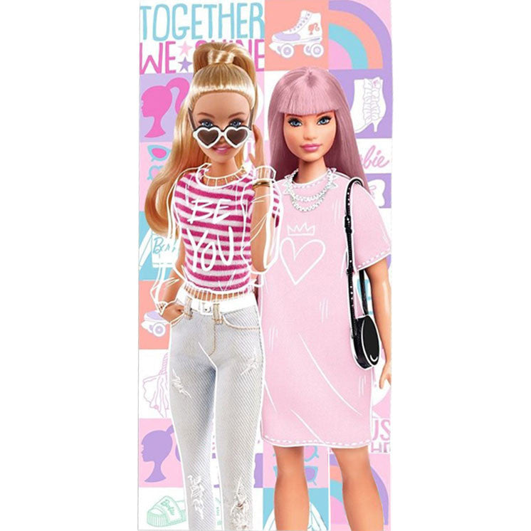 Barbie Together Badehandtuch, Strandtuch 70x140cm