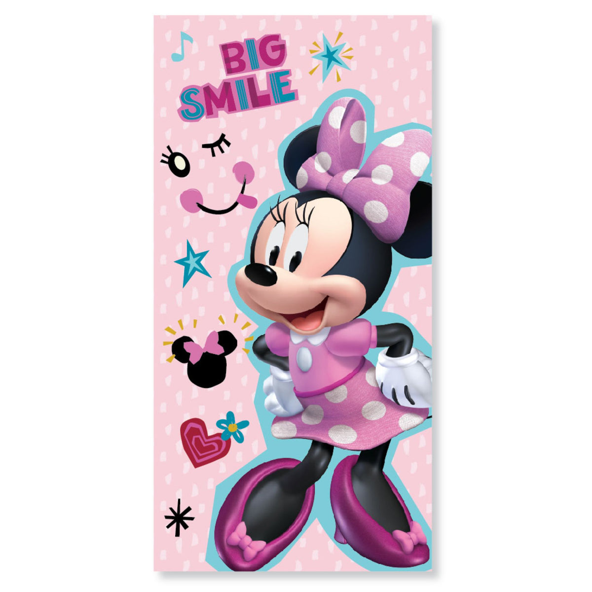 Disney Minnie Smile , Strandhandtuch (Fast Dry) Badetuch für Kinder aus Polyester – 70 × 137 cm