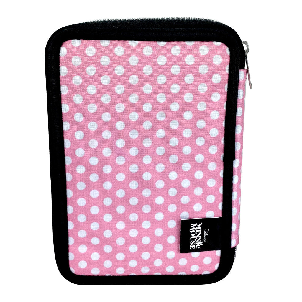 Trousse 2 compartiments garnie Disney Minnie Pretty in Pink pour enfants – 13 x 20 x 7 cm