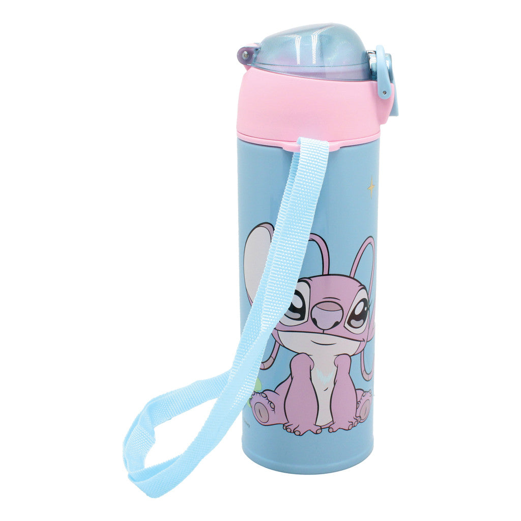 Disney Lilo und Stitch Universe Aluminium Thermo-Trinkflasche mit Strohhalm für Kinder – 450 ml