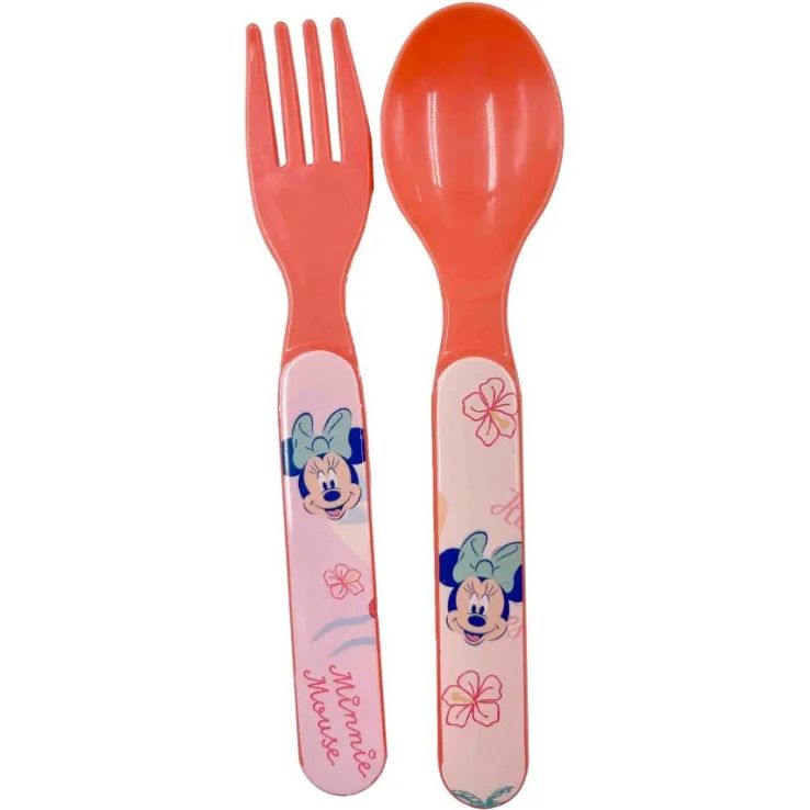 Disney Minnie Summer Lunch Box with Cutlery for Children – 18 × 13 × 6.5 cm