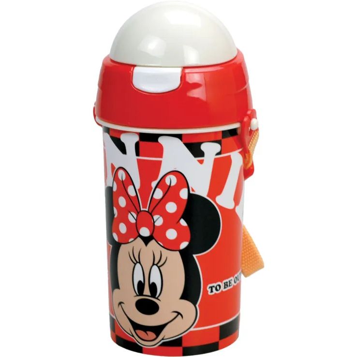 Disney Minnie Bloom Sports Water Bottle made of Plastic with Straw for Children - 500 ml