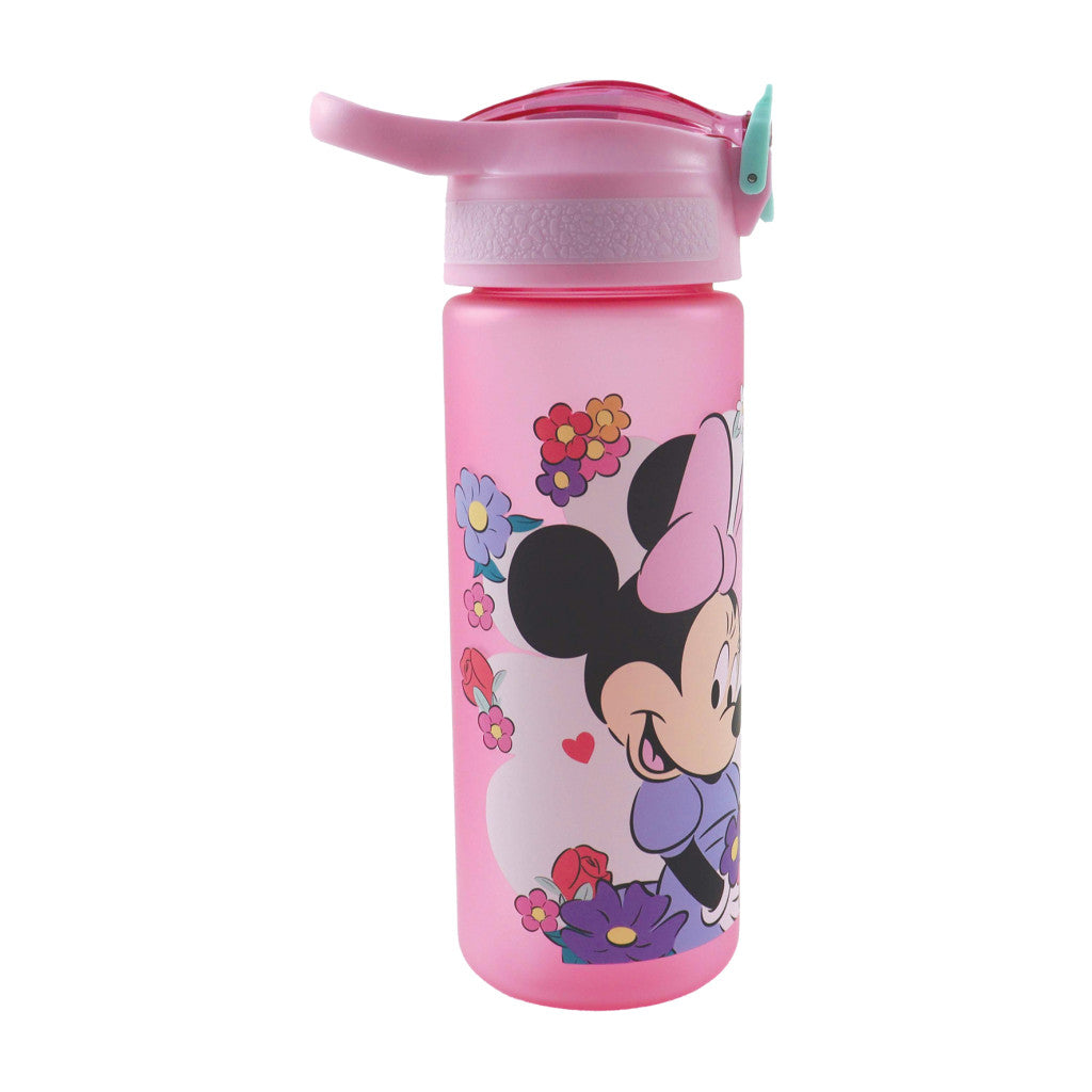Disney Minnie Kindness , matt Kunststoff-Trinkflasche mit Strohhalm für Kinder – 600 ml, BPA-frei