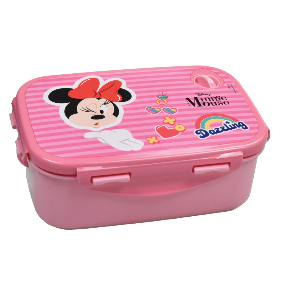 Boîte à déjeuner Disney Minnie Wink pour enfants, compatible micro-ondes – 18 × 13 × 7 cm
