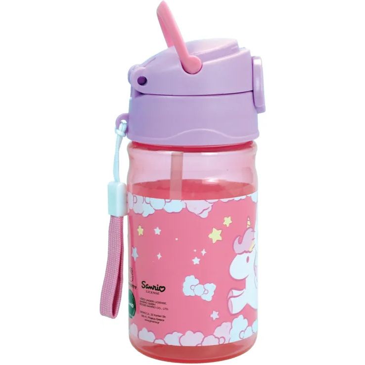 Hello Kitty Unicorn Plastic Drinking Bottle with Straw for Kids – 350 ml, BPA-free