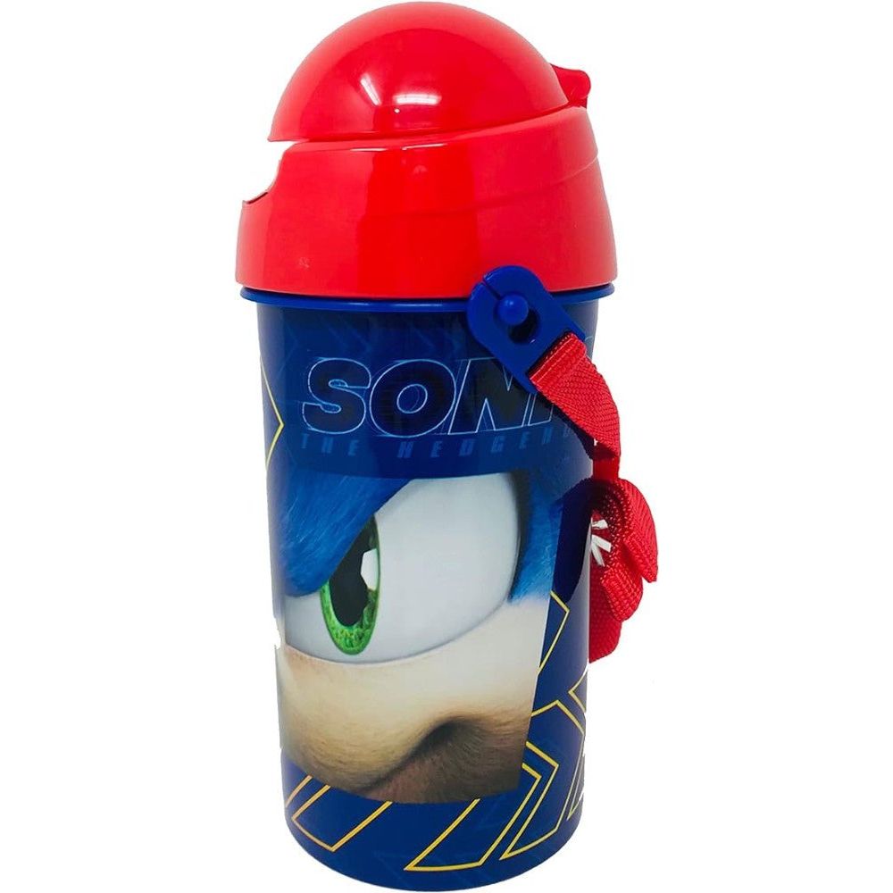 Sonic the Hedgehog Sport-Trinkflasche aus Kunststoff mit Strohhalm für Kinder – 500 ml