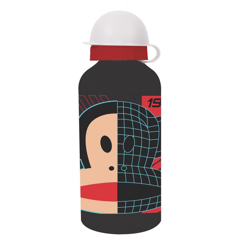 Paul Frank Black Aluminum Water Bottle with Drinking Spout for Kids - 580 ml