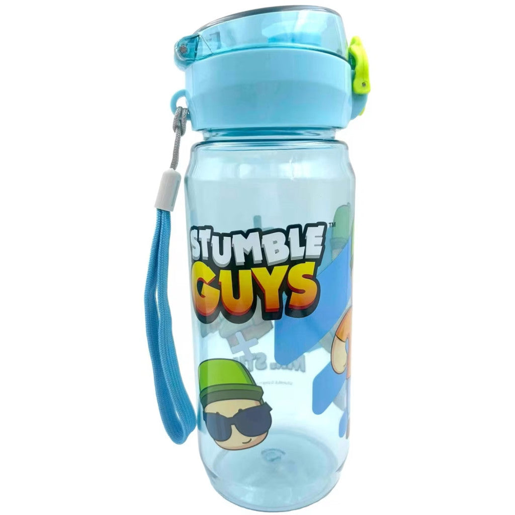 Stumble Guys All Day with Handle Plastic Water Bottle with Drinking Spout for Kids – 600 ml, BPA-Free