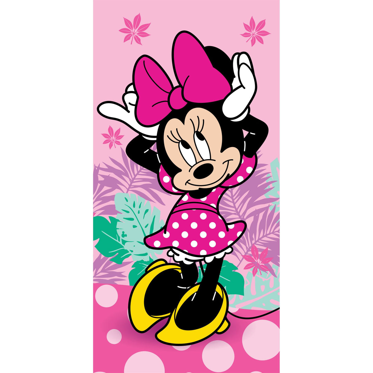 Serviette de bain Minnie Mouse Disney « Pretty in Pink » pour enfants en coton – 70 x 140 cm