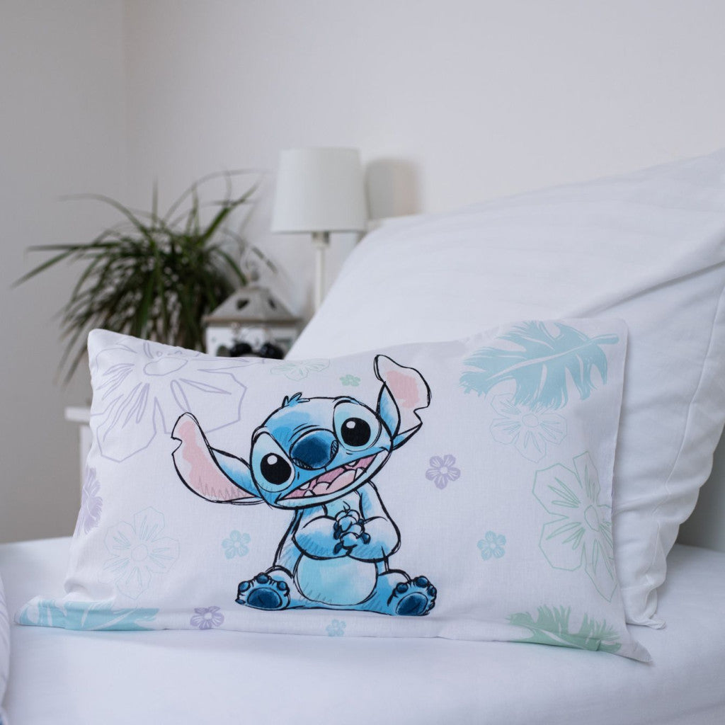 Disney Lilo and Stitch Ohana White Cot Bedding Set - 100 x 135 cm + 40 x 60 cm, Cotton
