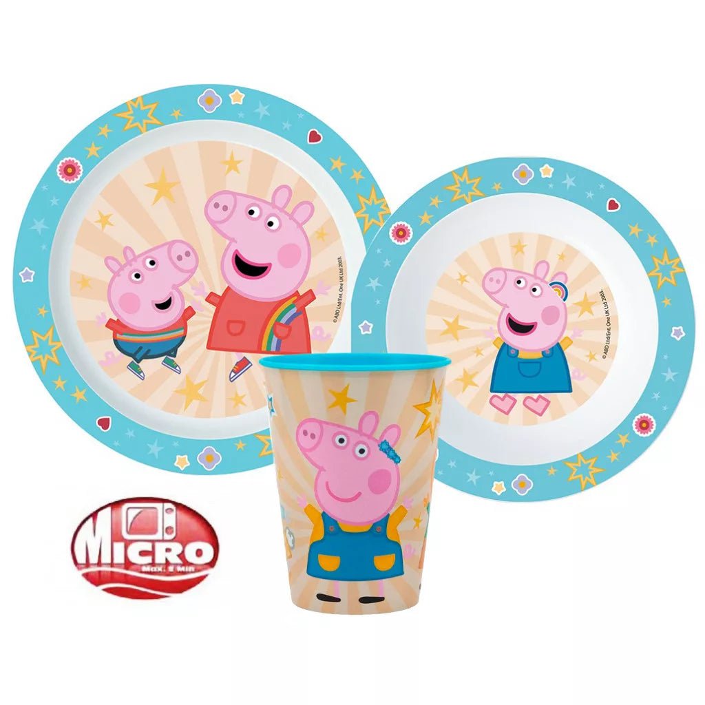 Peppa Wutz Kinder Geschirrset – 3-teiliges Esslernset mit Teller, Schüssel & Becher