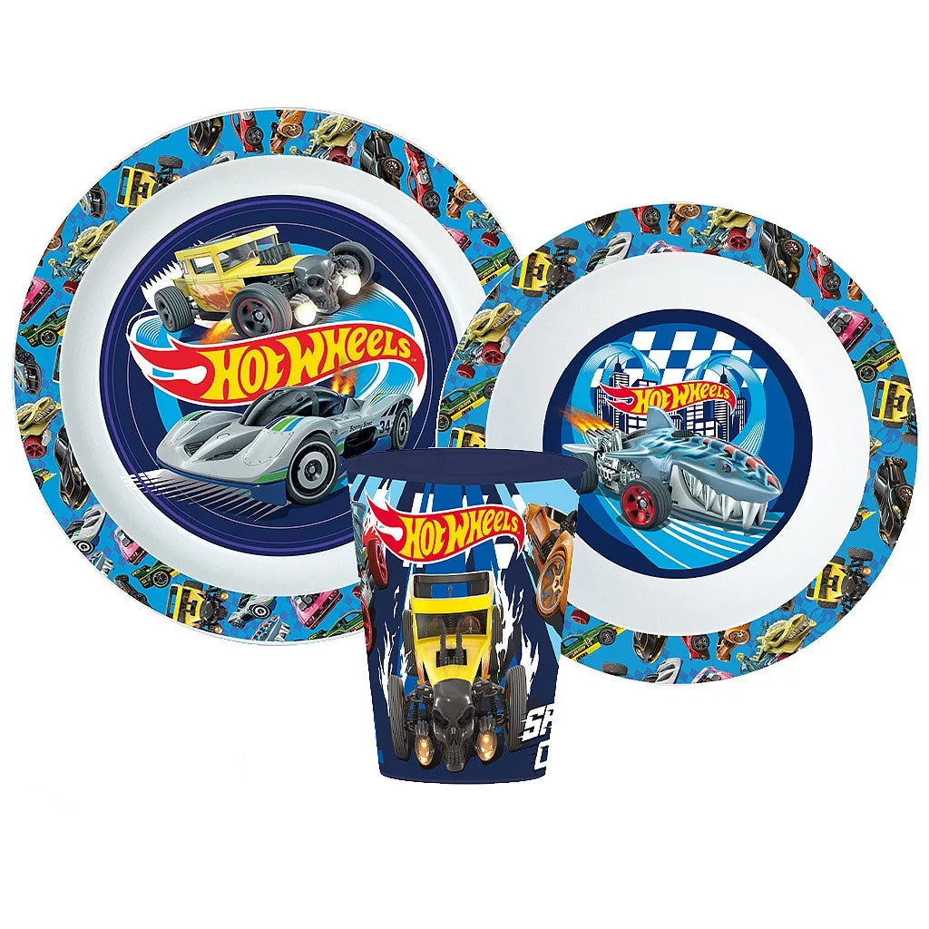 Hot Wheels Kinder Kunststoffgeschirr Set – Blue Fire