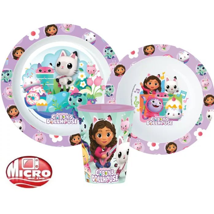Original Gabby's Dollhouse "Kitty Magic" Kindergeschirr 3-teilig – BPA-frei & Mikrowellengeeignet