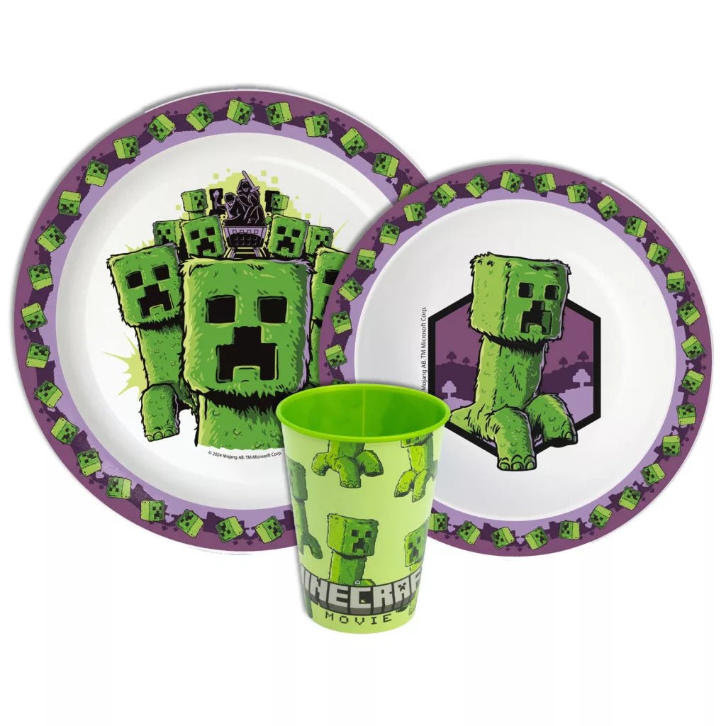 Minecraft The Movie Kinder Geschirrset – 3-teiliges Essgeschirr mit Teller, Schale & Becher