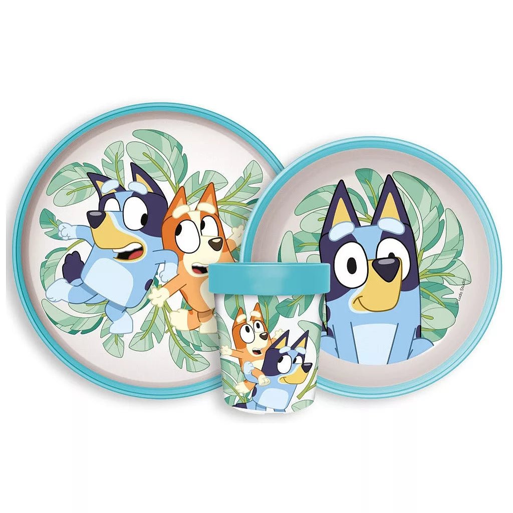 Bluey Leaves Rutschfestes Kinder Geschirrset – 3-teiliges Esslernset für Kinder