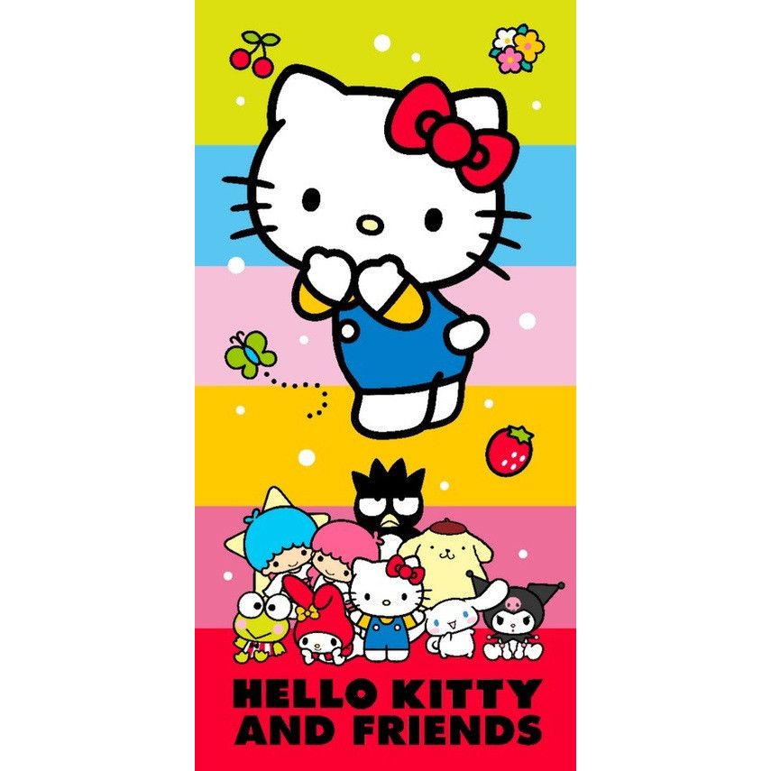 Hello Kitty Cute Friends Beach Towel (Fast Dry) Bath Towel for Kids made of Polyester – 70 × 140 cm