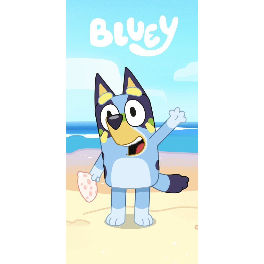 Bluey Seaside Play Badehandtuch, ( ) Badetuch für Kinder aus Polyester – 70 × 140 cm