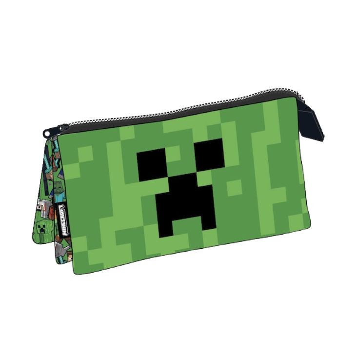 Minecraft Face 3-fach Federmäppchen für Kinder – 22 x 14 cm