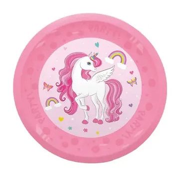 Assiettes plates premium en plastique Licorne Couleurs Arc-en-ciel pour enfants – lot de 4 – 21 cm