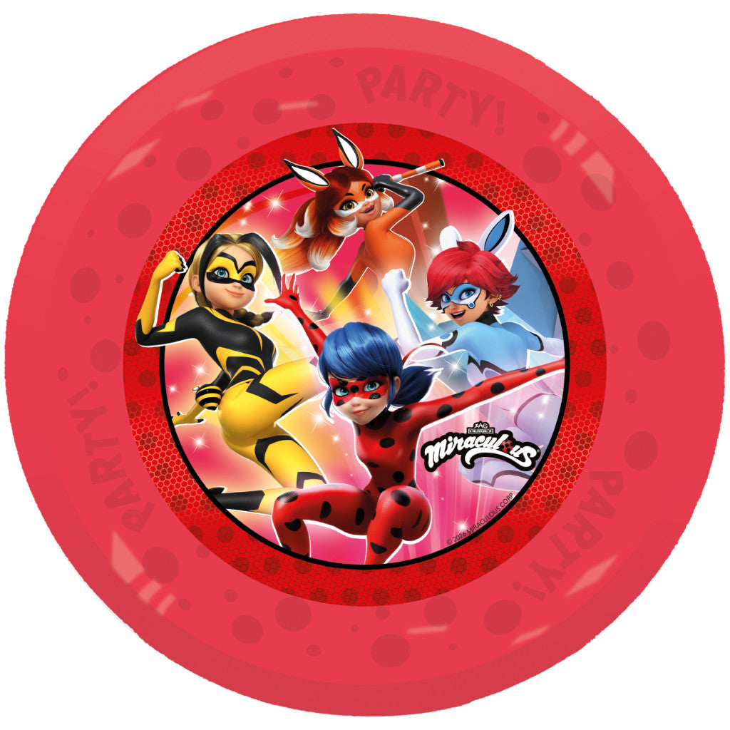 Miraculous Geschichten von Ladybug und Cat Noir Hero Mikro Premium Kunststoffteller 4er-Set Flacher Teller für Kinder aus Kunststoff – 21 cm