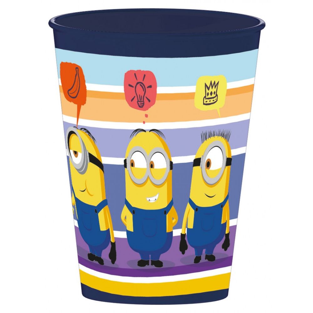 Minions Striped Kunststoffbecher für Kinder – 260 ml, BPA-frei