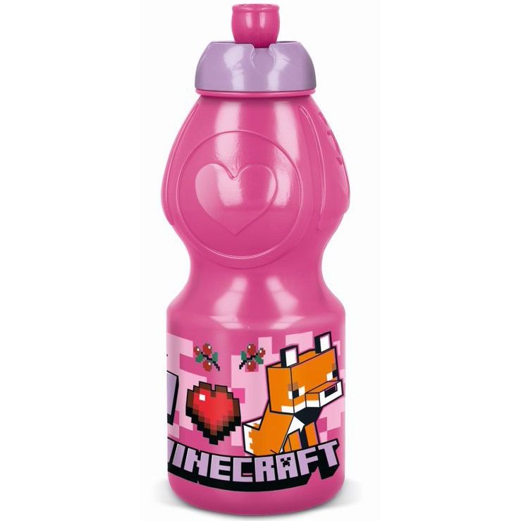 Gourde de sport en plastique Minecraft Girls Line avec bouchon sport pour enfants – 400 ml, sans BPA