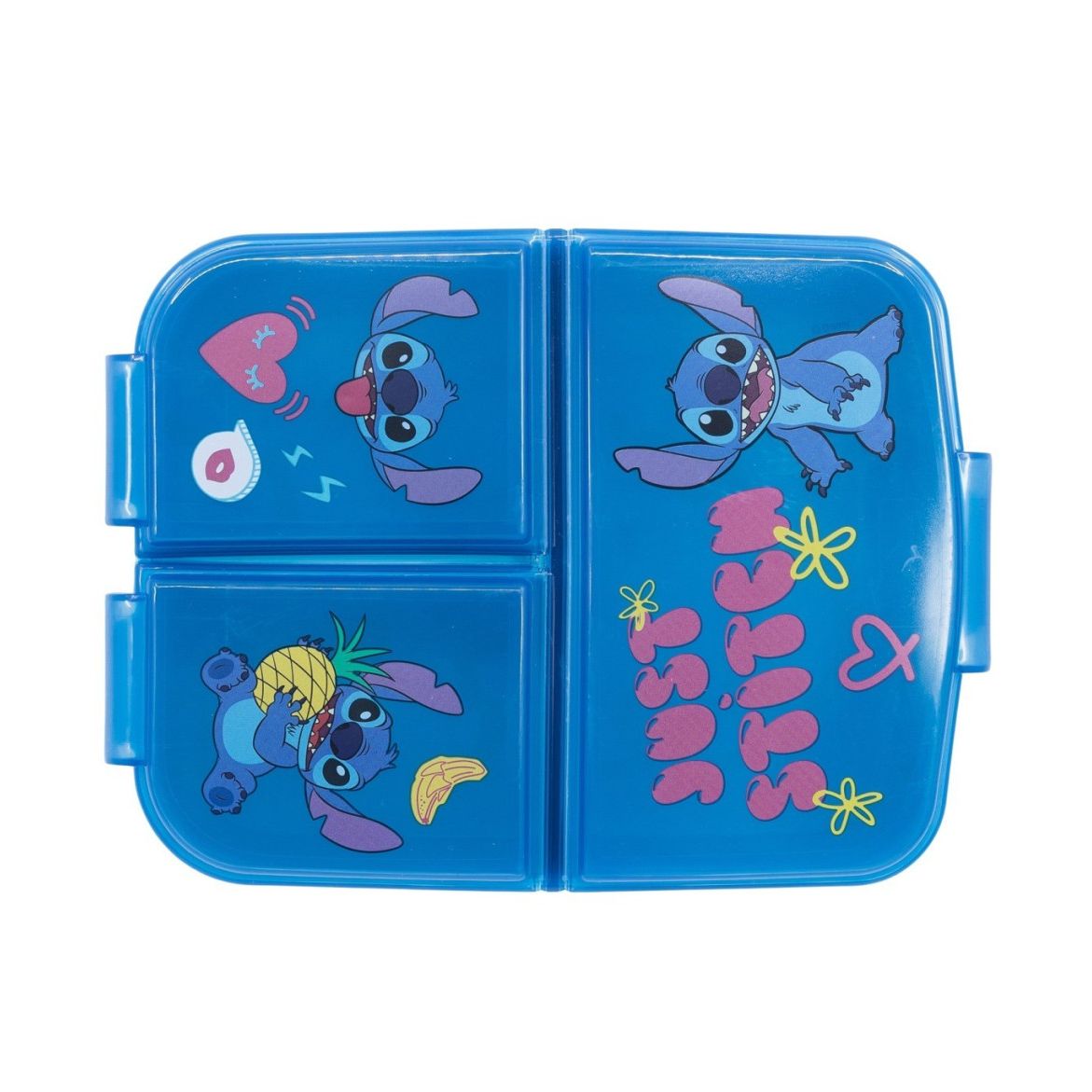Disney Lilo et Stitch Boîte à déjeuner multi-compartiments pour enfants Disney Lilo et Stitch – 18 × 14 × 6 cm, sans BPA
