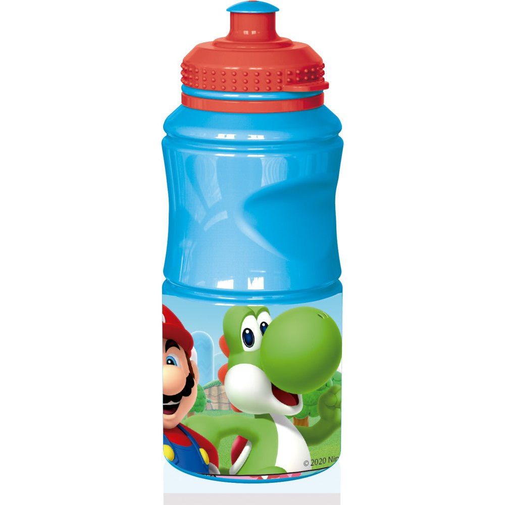 Super Mario Mondflasche Sport-Trinkflasche aus Kunststoff mit Sportverschluss für Kinder – 380 ml, BPA-frei