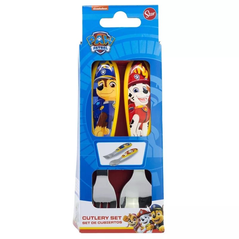 Paw Patrol Kinderbesteck-Set 2-teilig – Ergonomisches Metall-Lernbesteck (Gabel & Löffel) mit Chase & Marshall – Blau/Rot