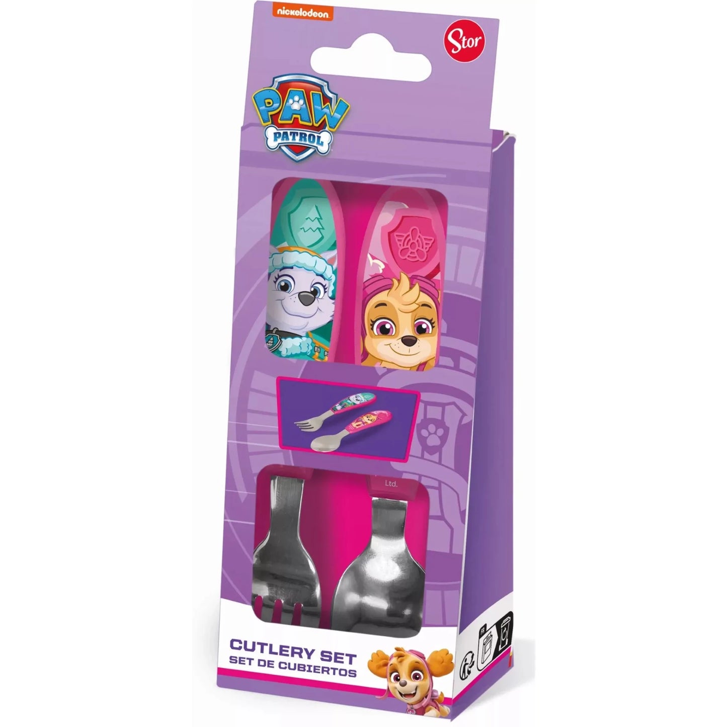 Paw Patrol "Girl Superpowers" Kinderbesteck-Set 2-teilig – Ergonomisches Metall-Lernbesteck (Gabel & Löffel) für Mädchen – Rosa/Bunt