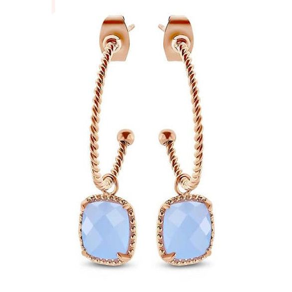 Victoria Roségold blau Stein Ohrringe
