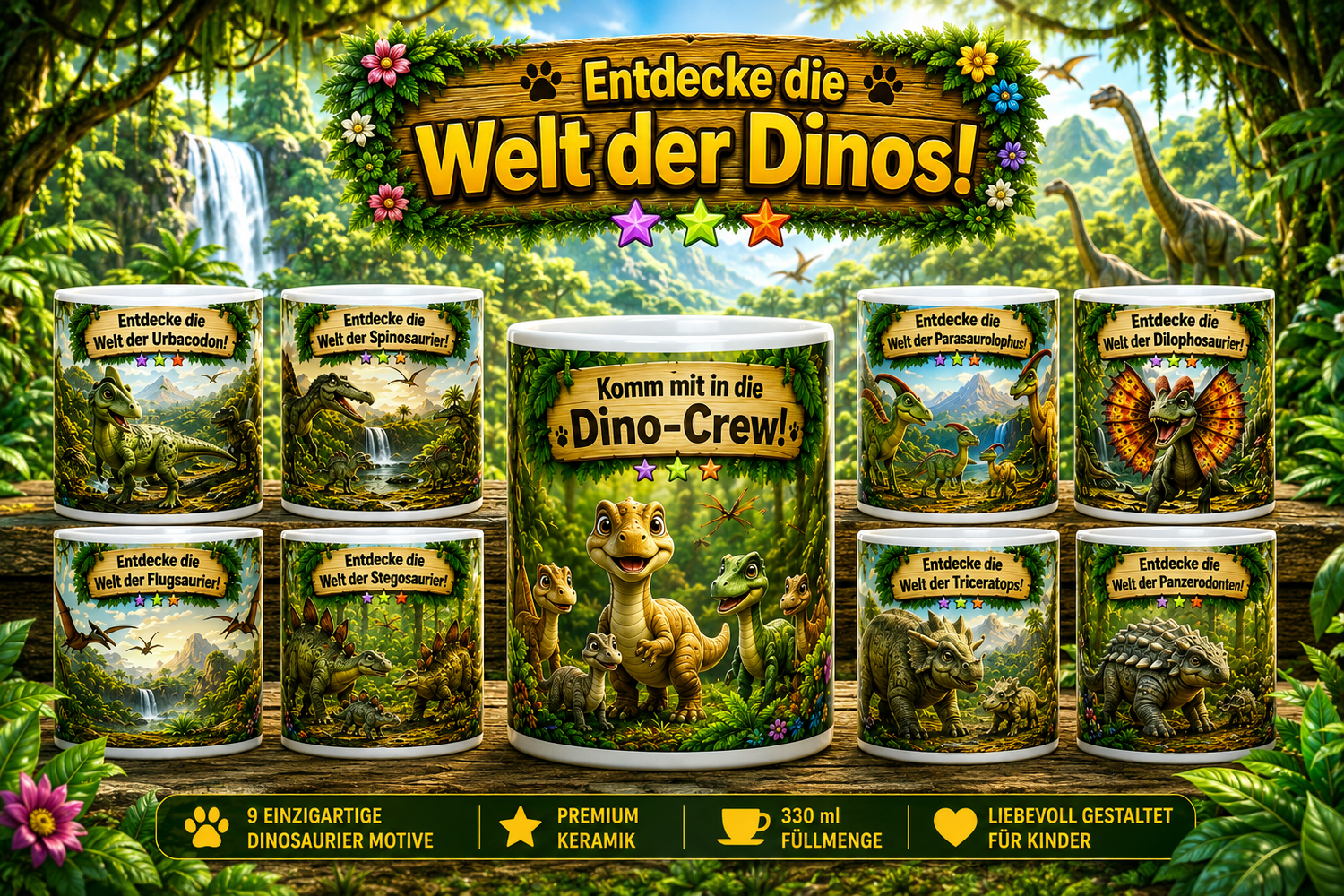 Dinosaurier Kindertassen & Motivtassen | World-for-Children