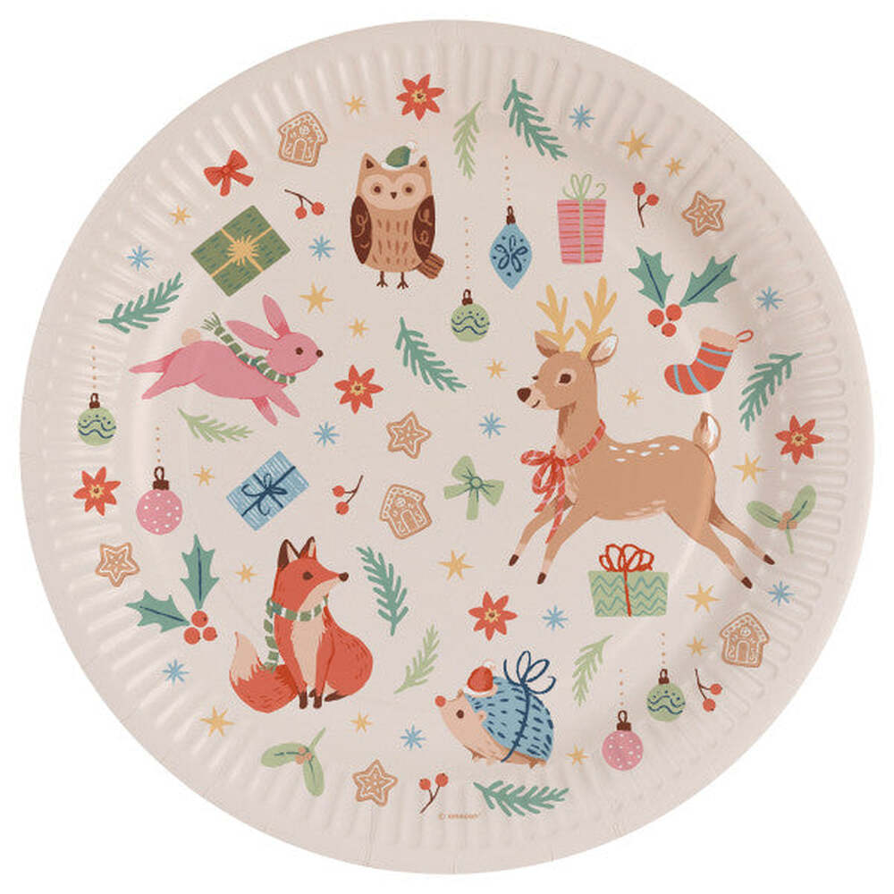 Produktbild: Weihnachten Winter Woodland Pappteller 8 Stück 23 cm