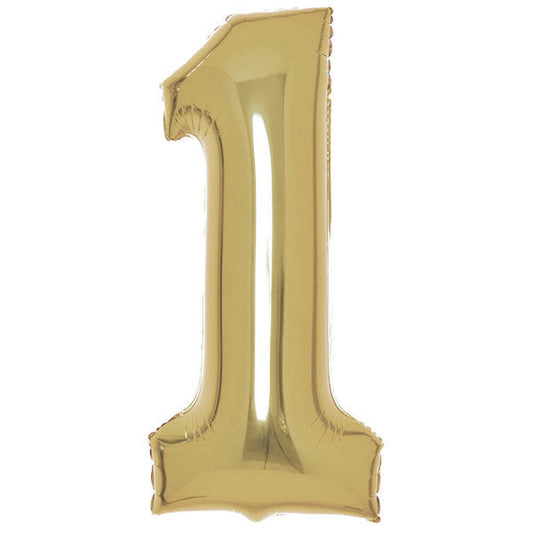 Produktbild: Nummer White Gold Folienballon Zahl 1 82 cm