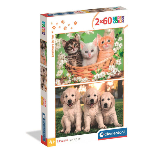 Produktbild: Tiere Brothers in Fur 2×60 Teile Puzzle Clementoni