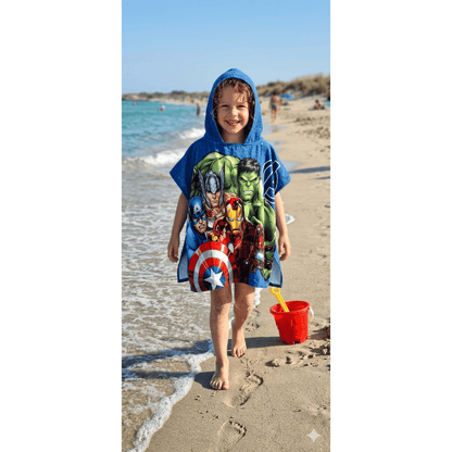 Marvel Avengers Earth’s Mightiest Strandponcho – Schnelltrocknender Badeponcho für Kinder 50x100 cm