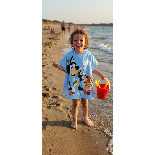 Bluey Skate Strandponcho Kinder – Schnelltrocknender Badeponcho 50x115 cm