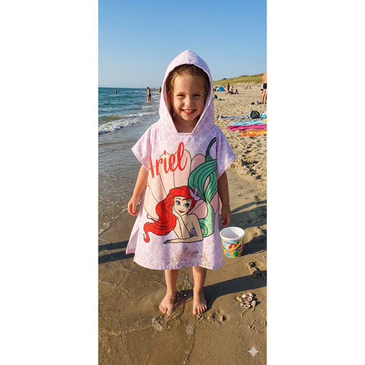 Disney Arielle Strandponcho für Kinder – Schnelltrocknender Badeponcho 60x120 cm
