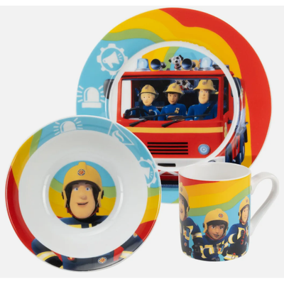 Feuerwehrman Sam  Kindergeschirr Porzellan 3 Tlg.