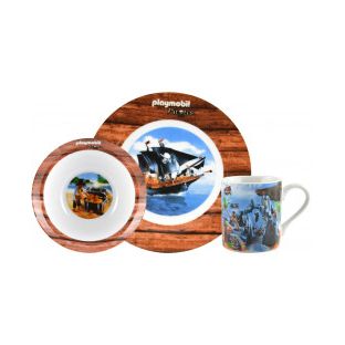 Playmobil Pirates Porzellan Kinder Essgeschirr Set 3 Tlg.Teller Tasse & Schale