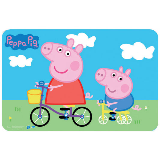 Peppa Wutz „Fahrrad“ Tischunterlage – 43 × 28 cm Kunststoff Platzset für Kinder